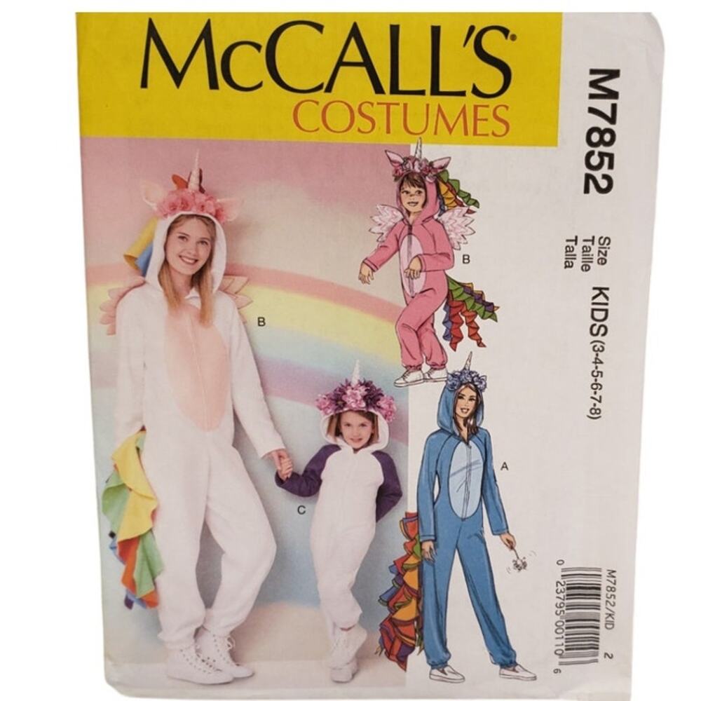 McCalls Unicorn Costume Halloween Costume Sewing Pattern UNCUT M7852